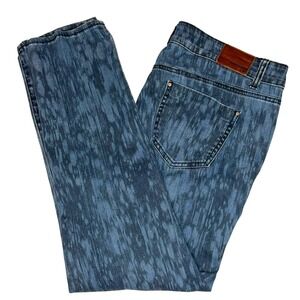 DKNY JEANS Jegging Women 14 Blue Abstract Acid Wash Print Stretch Denim Tapered